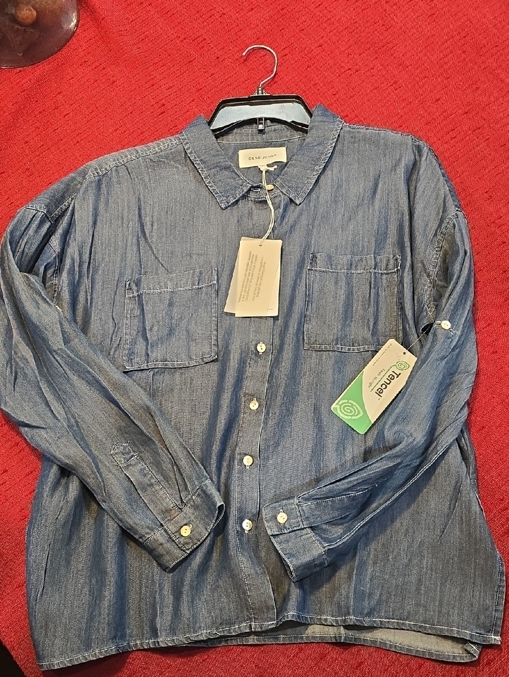 Dear John Blue Denim Button-Down Shirt. NWT